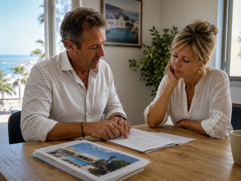 Costa Blanca estate agent and property owner discussing a home sale