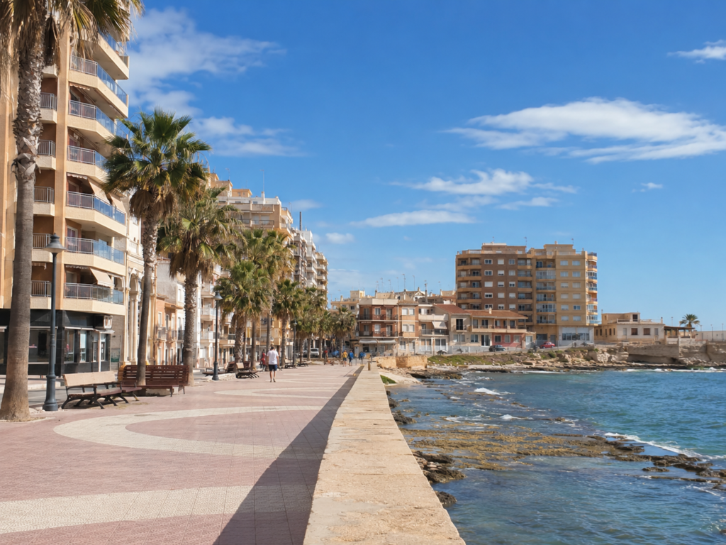 Torrevieja promenade and apartments in Costa Blanca Spain