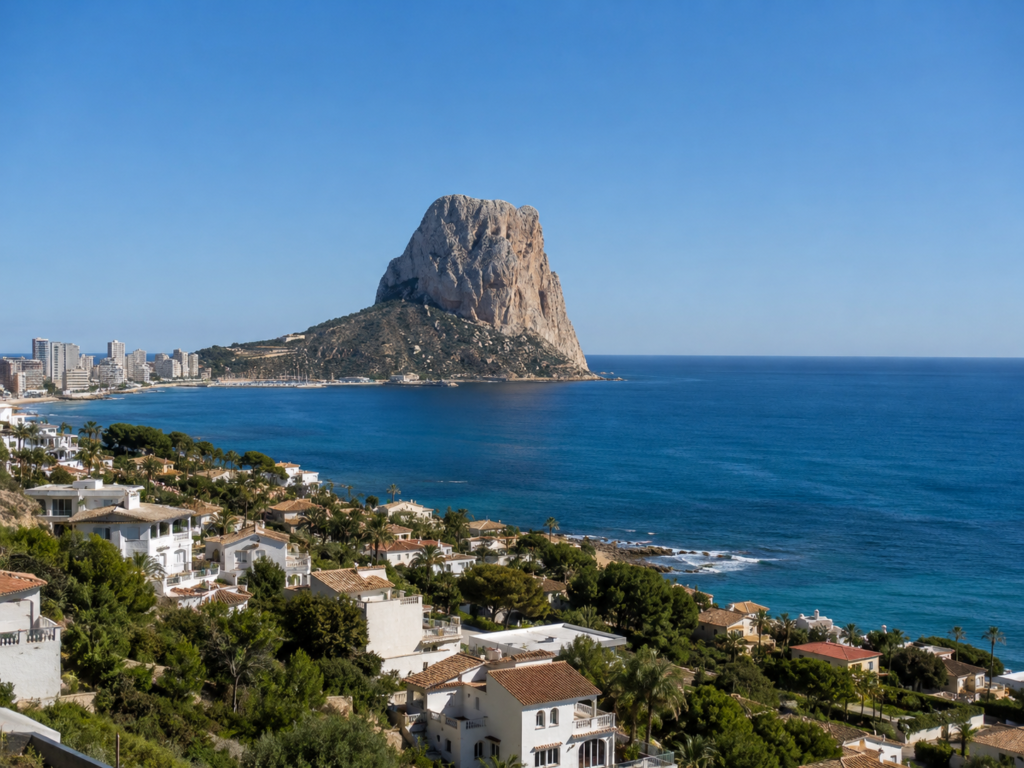 Calpe coastline and Peñón de Ifach in Costa Blanca Spain