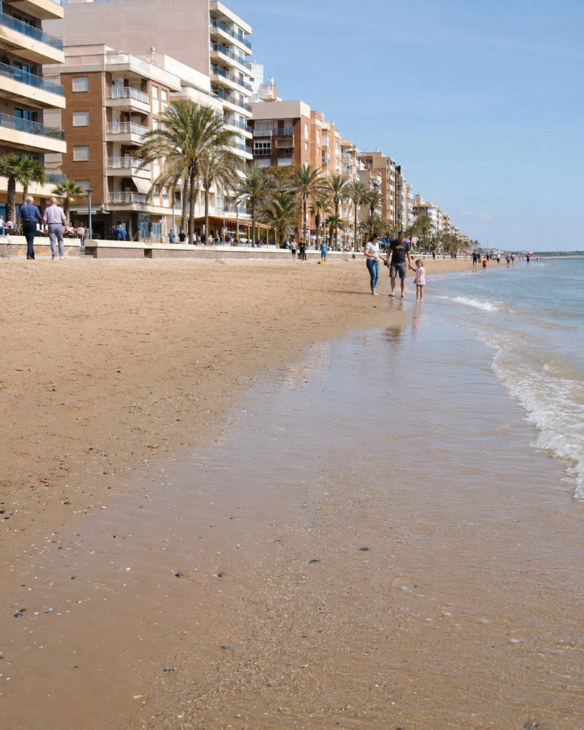 Apartments near Guardamar beach with promenade and long sandy coastline