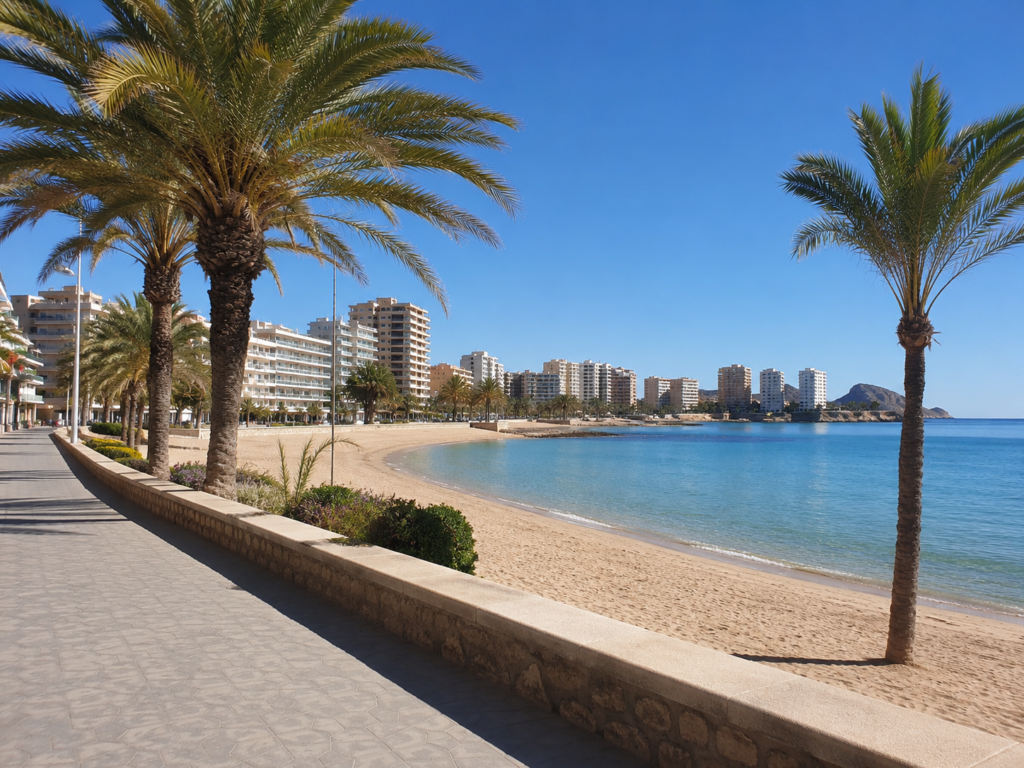 Benidorm coastal lifestyle with beach and apartments in Costa Blanca