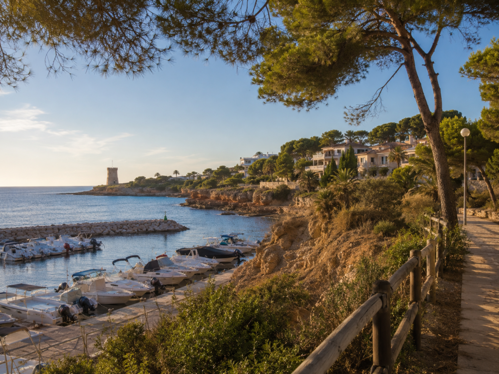 Cabo Roig marina, coastal path and residential villas