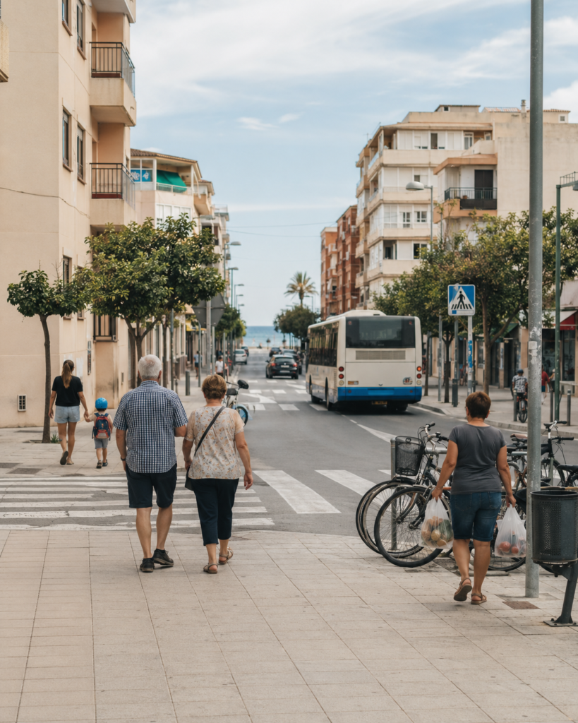 Costa Blanca residential area with walking routes, buses and local services