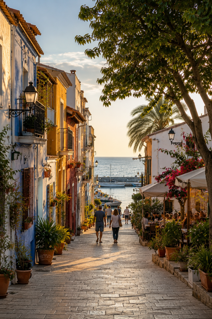 Baix la Mar neighbourhood in Denia with colourful houses and local character