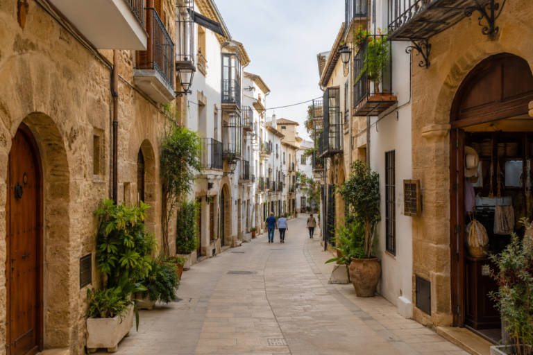 Javea historic centre with stone streets and traditional Mediterranean homes