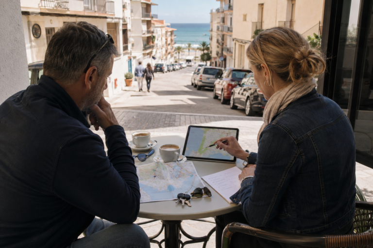 International property buyers comparing Costa Blanca areas during a research trip