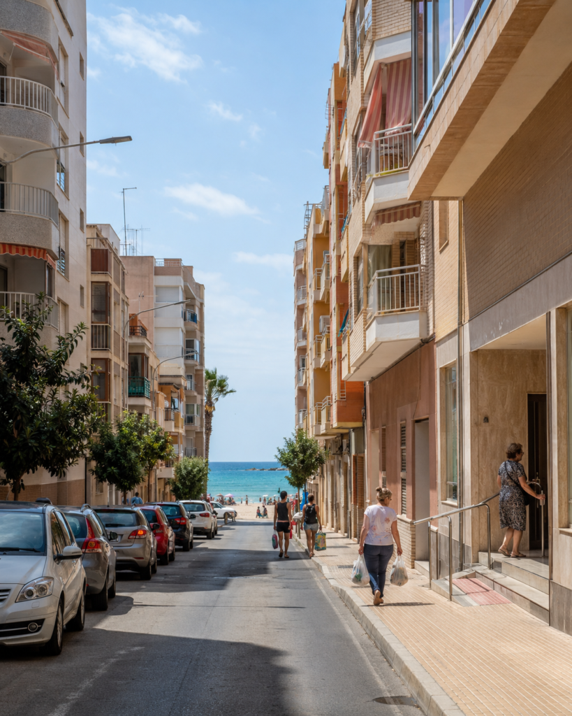 Apartments near Playa del Cura in Torrevieja with urban beach access