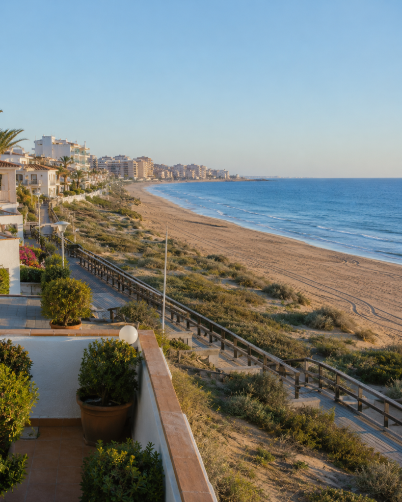 La Mata beach and coastal residential area in Costa Blanca