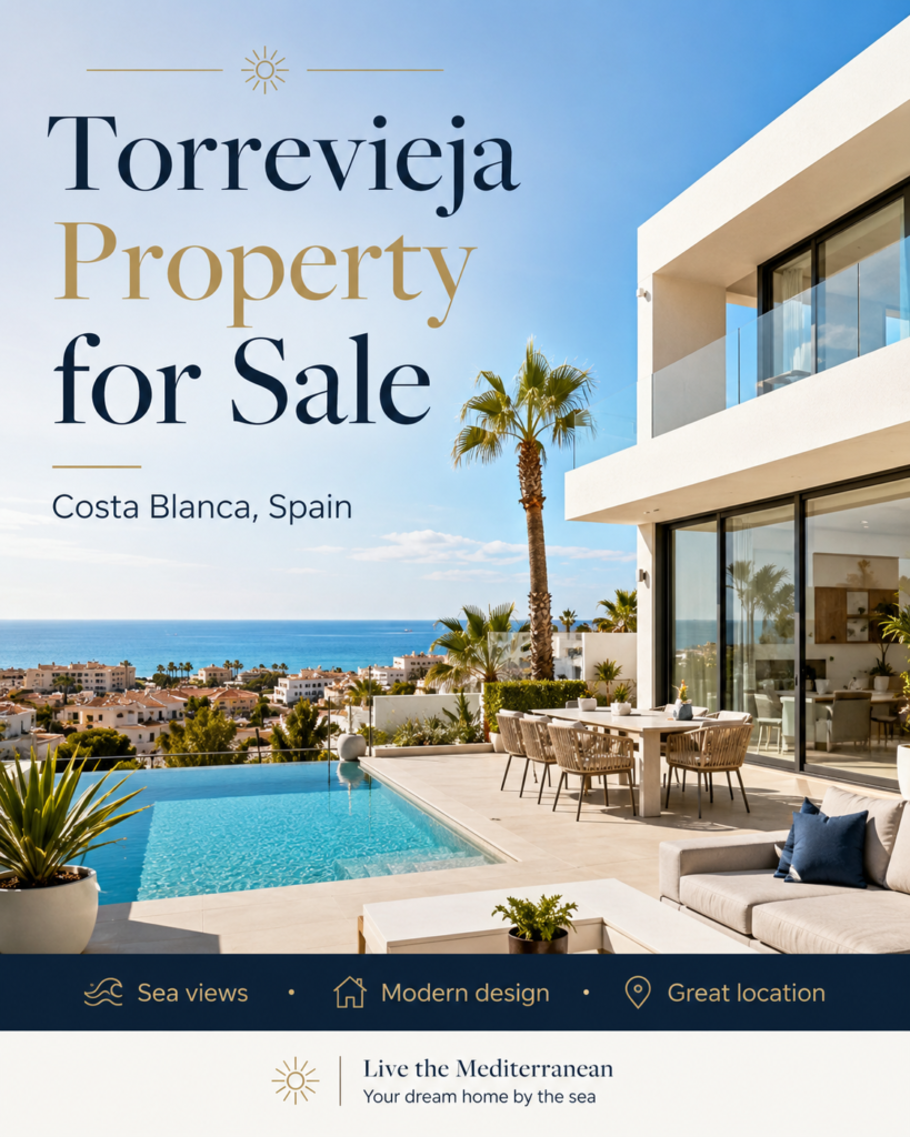 Property for sale in Torrevieja with waterfront, marina and coastal apartments