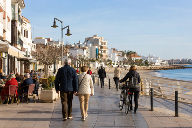 Residents using a Costa Blanca promenade outside the main summer season